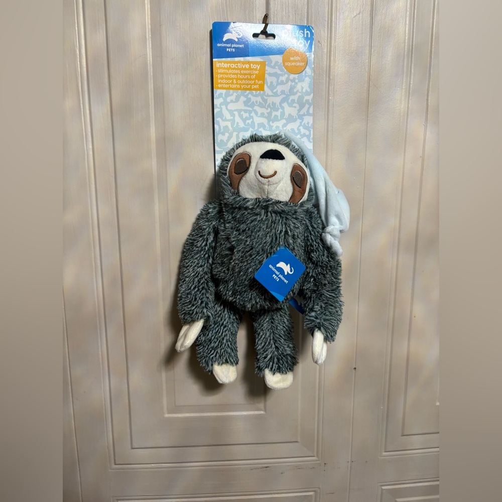 Animal Planet Sloth 12”  Pet Dog Toy with Squeaker .